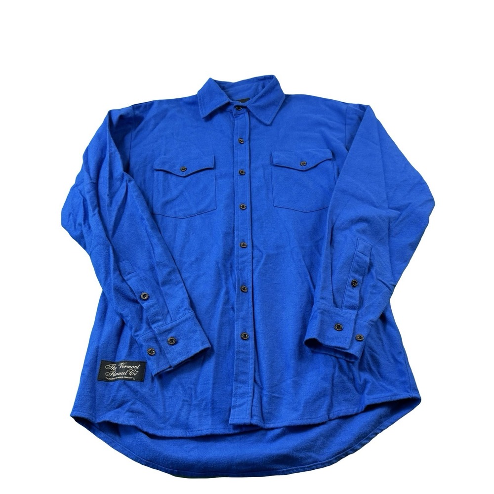 The Vermont Flannel Co Mens Blue Long Sleeve Dual Pocket Flannel Shirt Medium